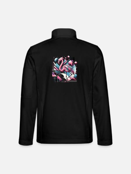Neon Flamingo Geometric Pop 80s - Unisex Softshell Jacket - black
