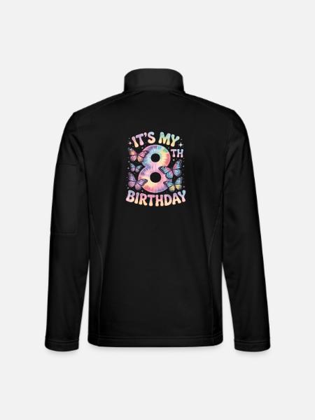 8. Geburtstag Regenbogen Schmetterling Deko - Unisex Softshelljacke - Schwarz