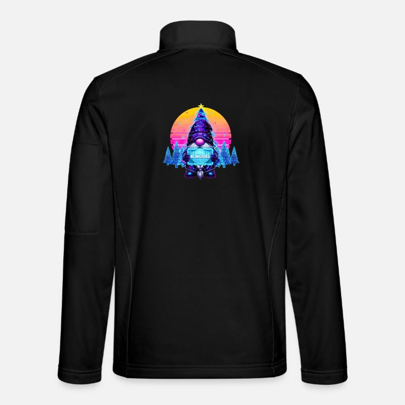 KI GNOME - Synthwave Retrowave 80s - Unisex Softshell Jacket - black