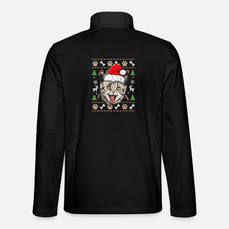 Hässlicher Weihnachtspullover Niedliche Katze Glückliche Geschenkidee - Unisex Softshelljacke - Schwarz
