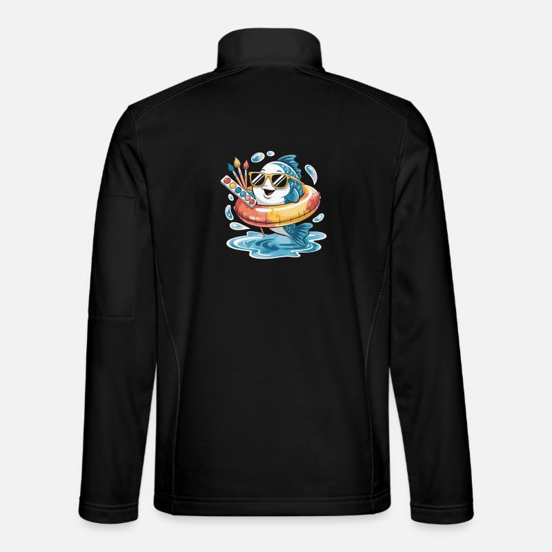 Farbfisch mit Sonnenbrille - Unisex Softshelljacke - Schwarz