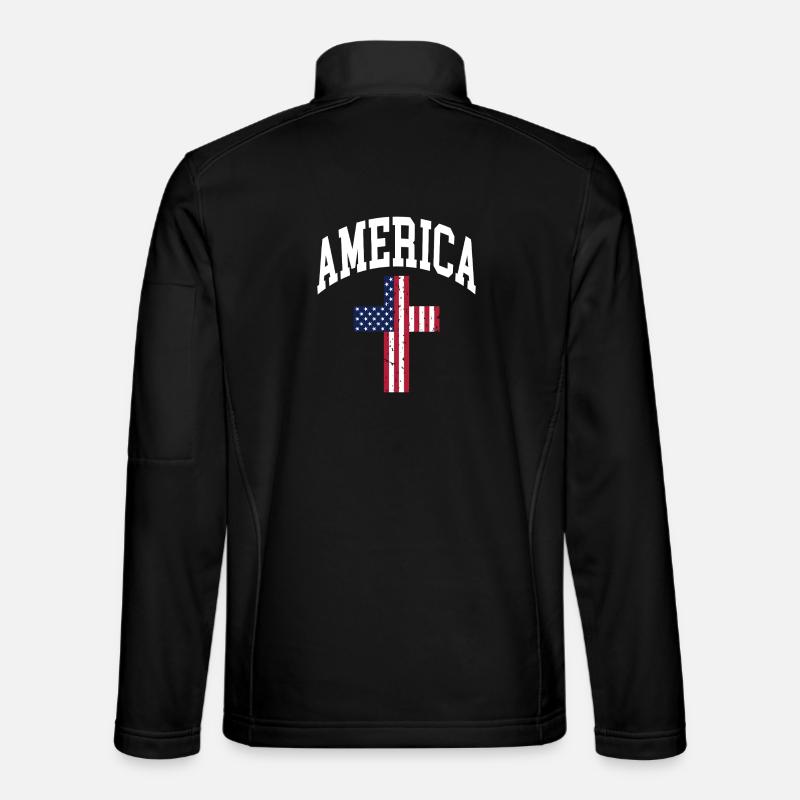 America Cross Flag - Unisex Softshell Jacket - black