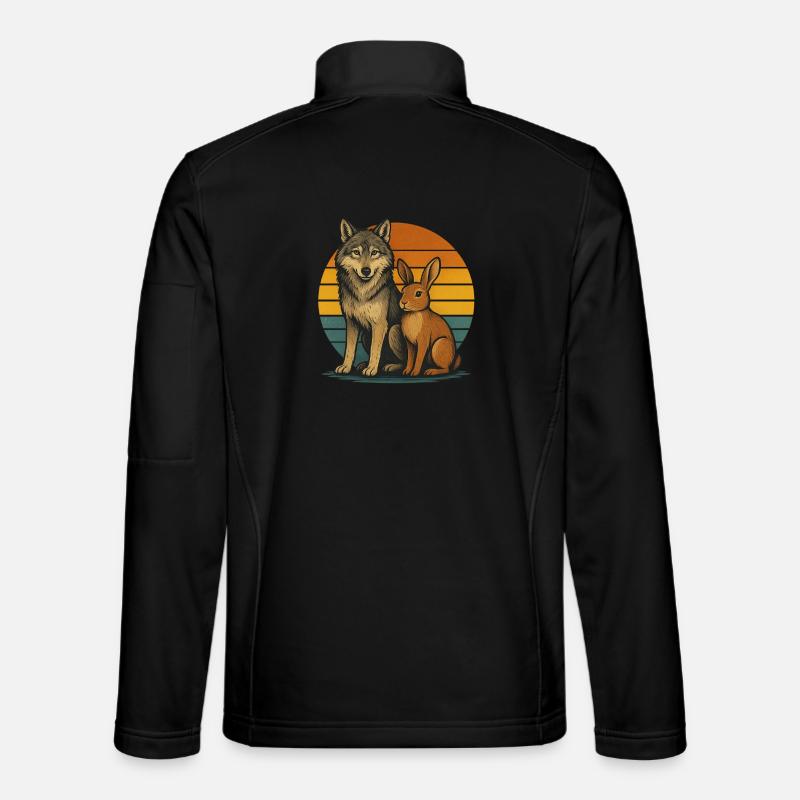Wolf und Hase Retro - Unisex Softshelljacke - Schwarz