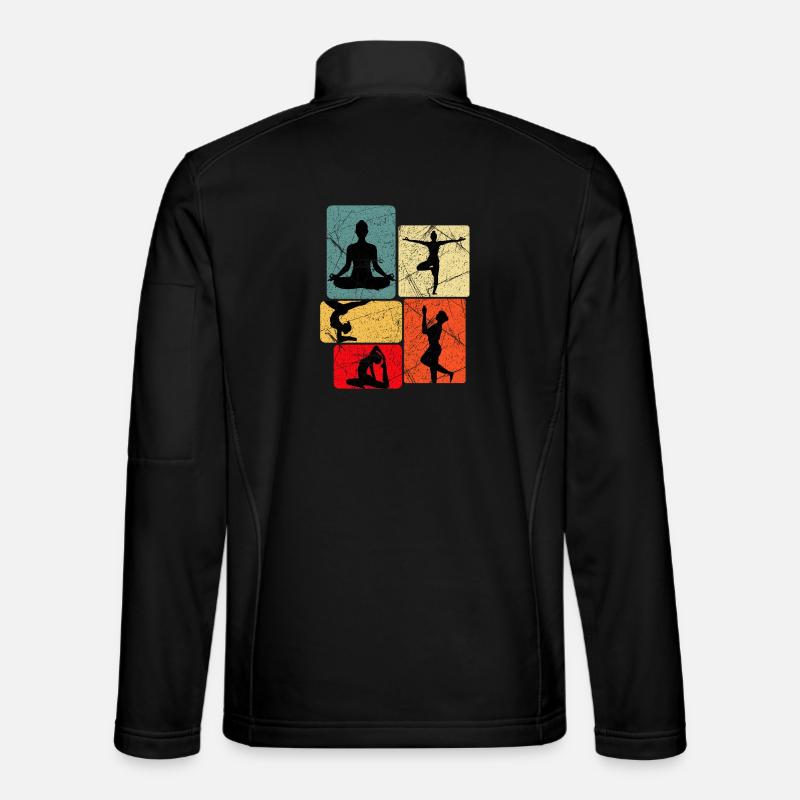 Yoga-Silhouetten in Farbblöcken - Unisex Softshelljacke - Schwarz