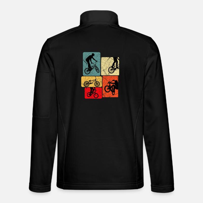Retro Fahrrad Silhouetten Pop-Blocks - Unisex Softshelljacke - Schwarz