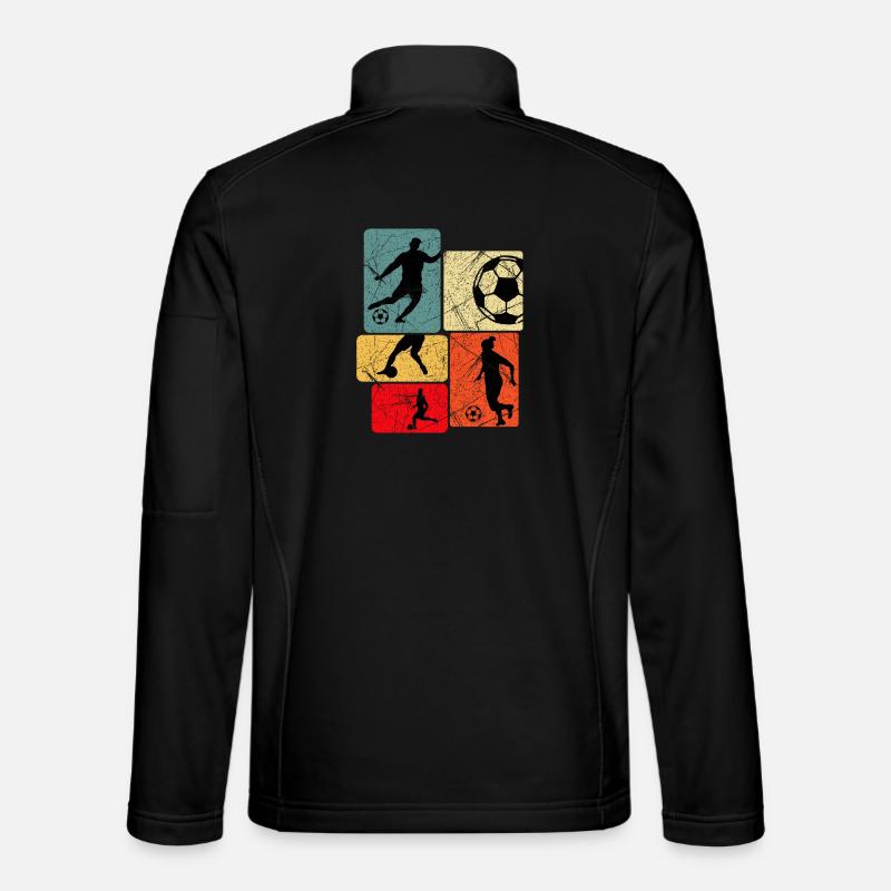 Retro Silhouette Fußball Muster - Unisex Softshelljacke - Schwarz