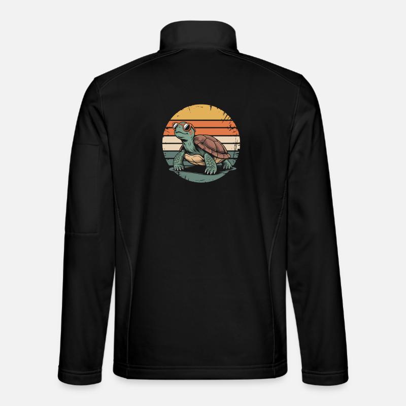 Retro Sunset Turtle - Unisex Softshell Jacket - black