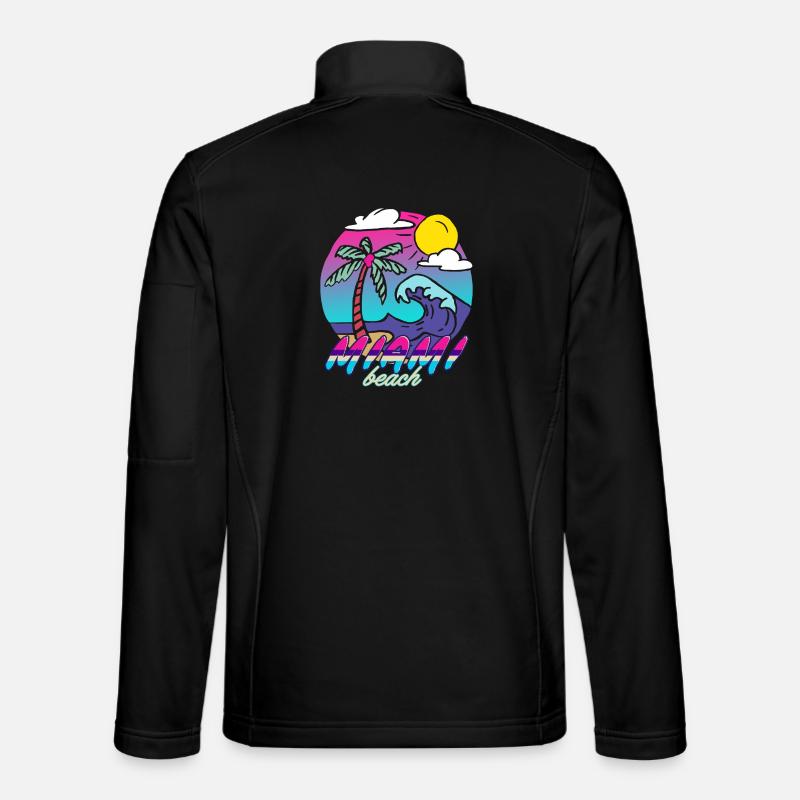 Miami Beach Neon Palm Trees - Unisex Softshell Jacket - black
