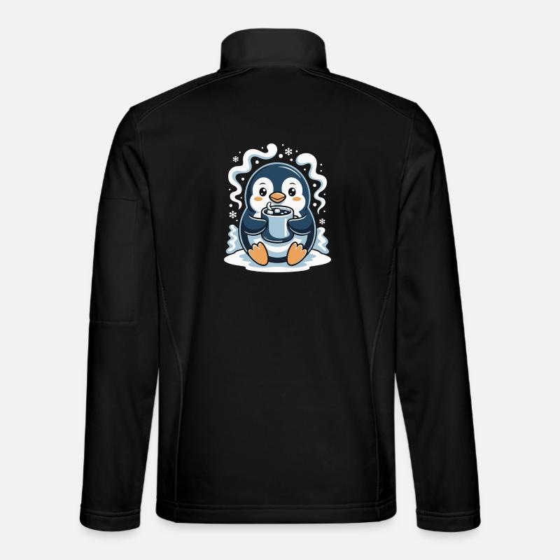 Pingouin câlin avec chocolat chaud - Veste en tissu softshell Unisexe - noir