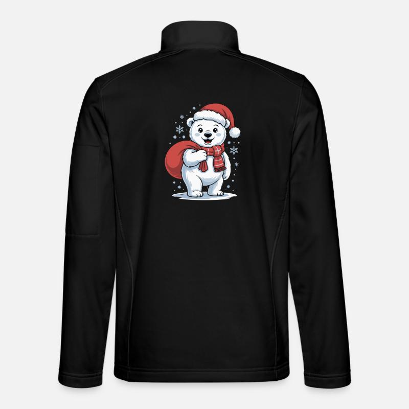 Polarbär mit rotem Schal und Mütze Unisex Softshelljacke