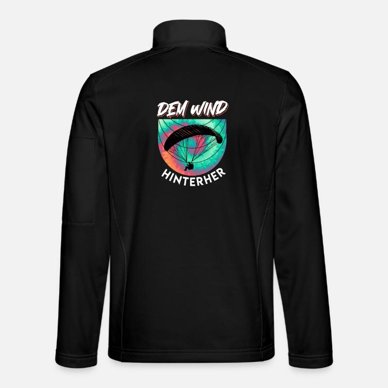 Gleitschirmflieger DEM WIND HINTERHER Lustig - Unisex Softshelljacke - Schwarz