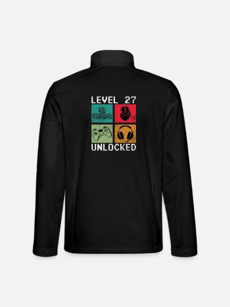 Level 27 Unlocked Pixel Gear - Unisex Softshell Jacket - black