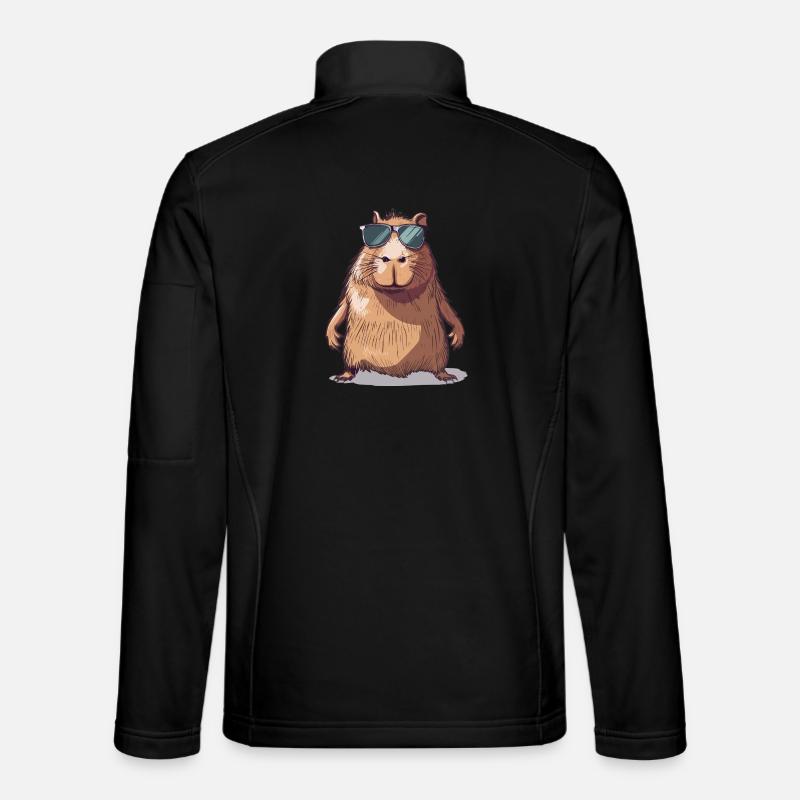Comic de capybara décontracté avec lunettes de soleil Veste en tissu softshell Unisexe