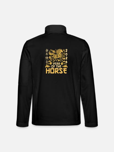 Year Of Horse Chinese Zodiac Lunar New Year - Unisex Softshell Jacket - black - Back