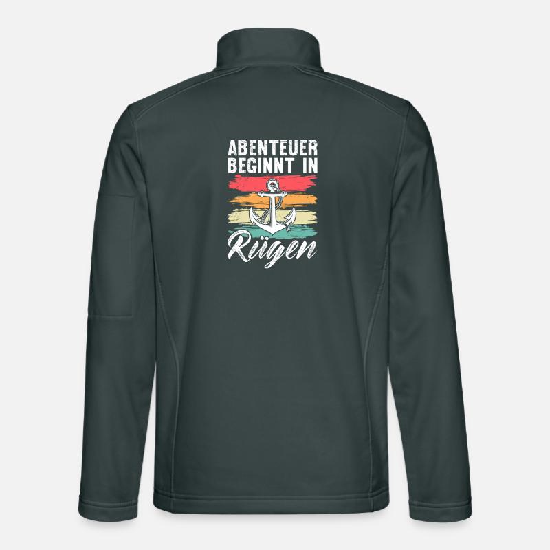 Mer Baltique L’AVENTURE COMMENCE À RÜGEN Rétro Drôle Veste en tissu softshell Unisexe