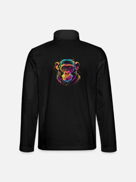 Neon Affenkopf im Pop-Art Stil - Unisex Softshelljacke - Schwarz