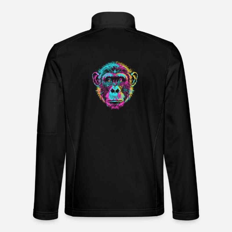 Bunter Schimpanse im Neon-Art Stil - Unisex Softshelljacke - Schwarz
