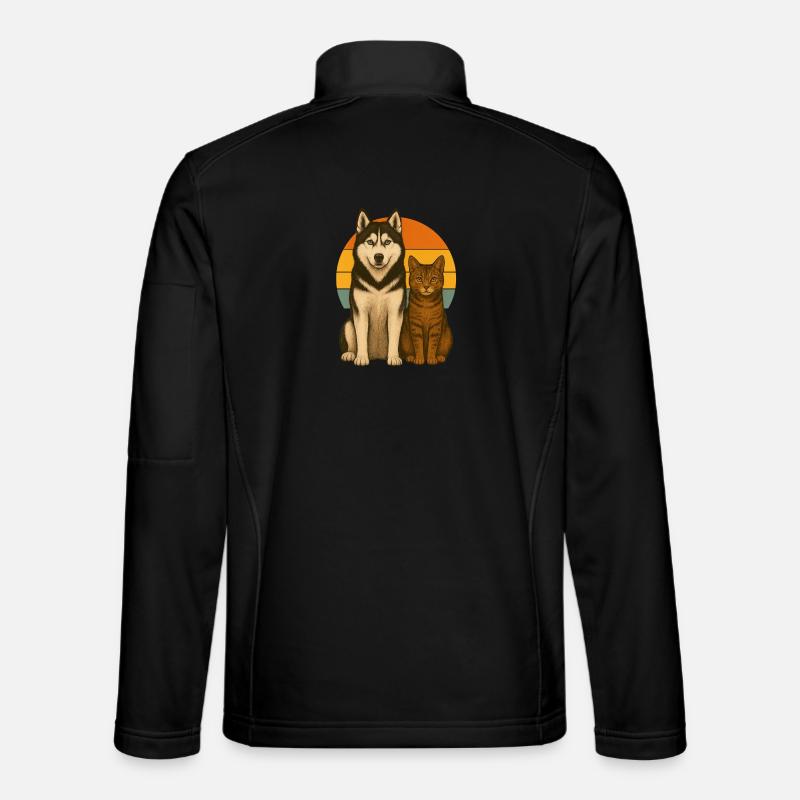 Husky und Katze Unisex Softshelljacke