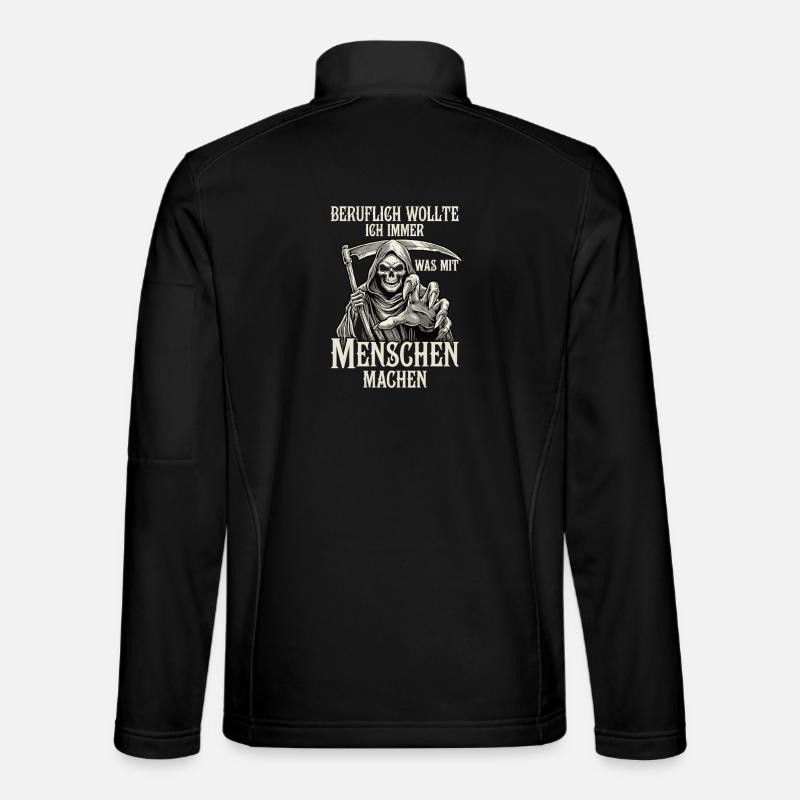 Beruflich was mit Menschen... (Sensenmann) - Unisex Softshelljacke - Schwarz