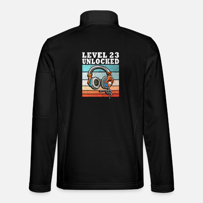 Level 23 Unlocked mit Kopfhörern - Unisex Softshelljacke - Schwarz