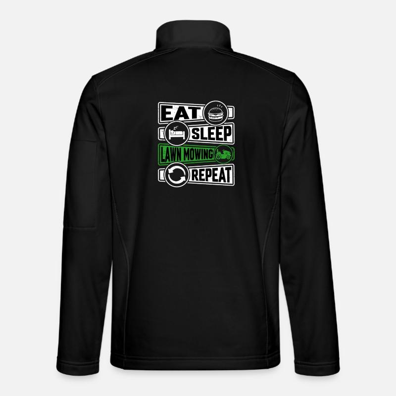 Eat Sleep Lawn Mowing Repeat - Unisex Softshelljacke - Schwarz