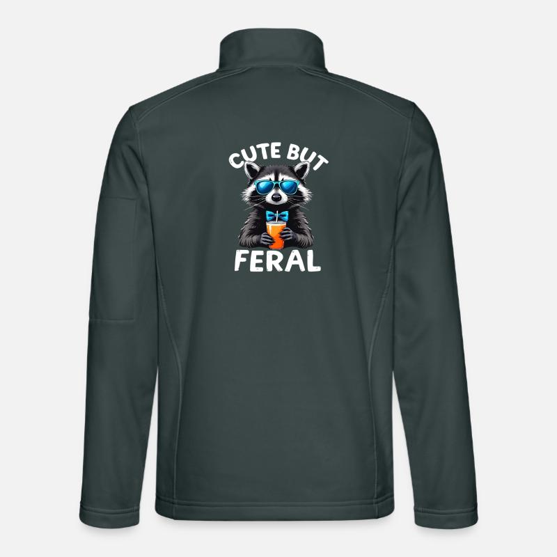 Raton laveur mignon avec boisson et nœud papillon Veste en tissu softshell Unisexe