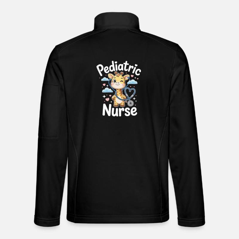 Pediatric giraffe with stethoscope - Unisex Softshell Jacket - black