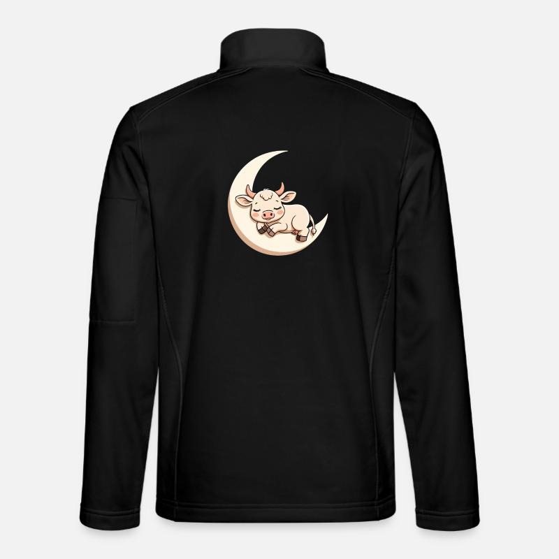 Mondkuh im Schlummer - Unisex Softshelljacke - Schwarz