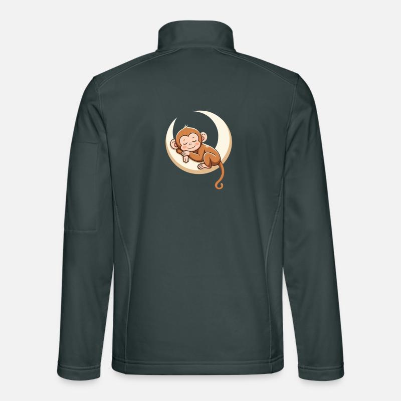 Sleeping monkey on moon pillow Unisex Softshell Jacket