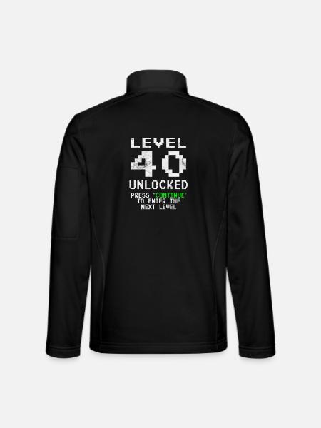 40th Birthday Level 40 Unlocked 40th Anniversary Gift - Unisex Softshell Jacket - black - Back