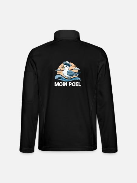 Mer Baltique MOIN POEL Souvenir Mouette Drôle - Veste en tissu softshell Unisexe - noir - Dos