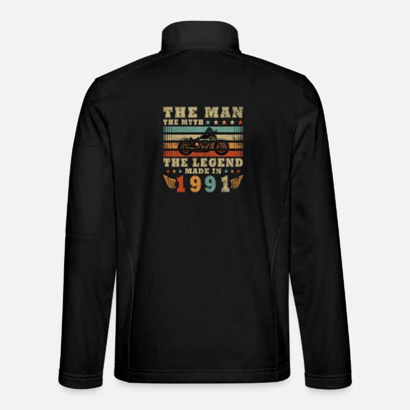 Vintage Motorrad 1991 Retro Geburtstagsgeschenk Unisex Softshelljacke