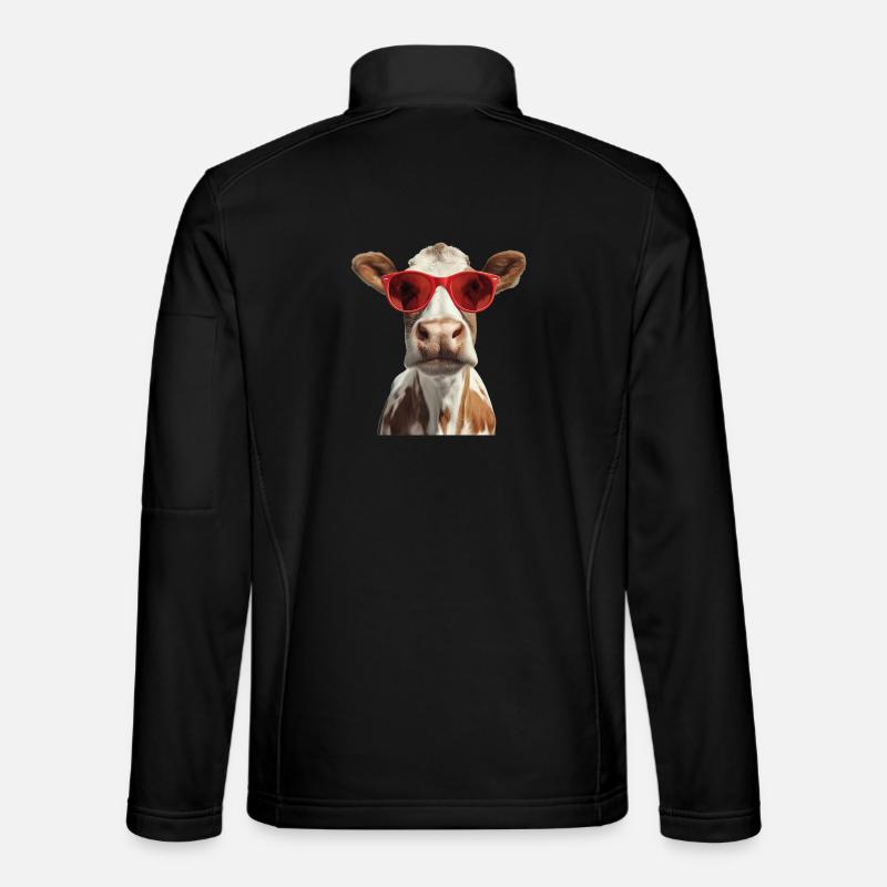Cow with sunglasses - Unisex Softshell Jacket - black