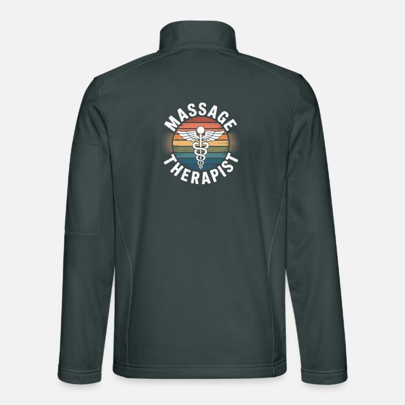 Retro Regenbogen Massage Logo Unisex Softshelljacke