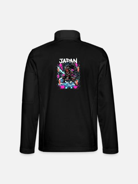 Hannya Samurai Dragon – Japan Neon Streetwear - Unisex Softshell Jacket - black - Back