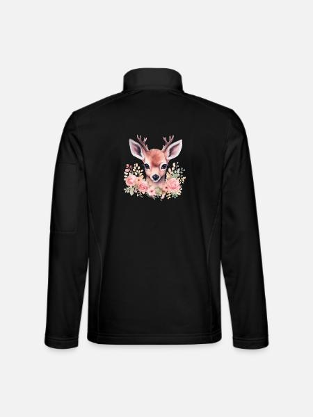 Ladies' deer and stag traditional costume motif – Traditional - Unisex Softshell Jacket - black - Back