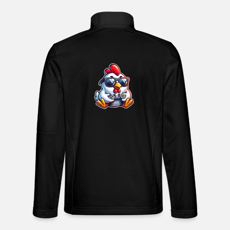 Gamer Chicken with Controller - Unisex Softshell Jacket - black