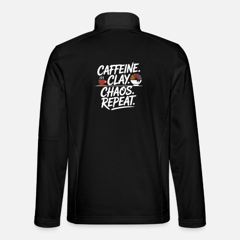 Caffeine Clay Chaos Repeat Design - Unisex Softshell Jacket - black