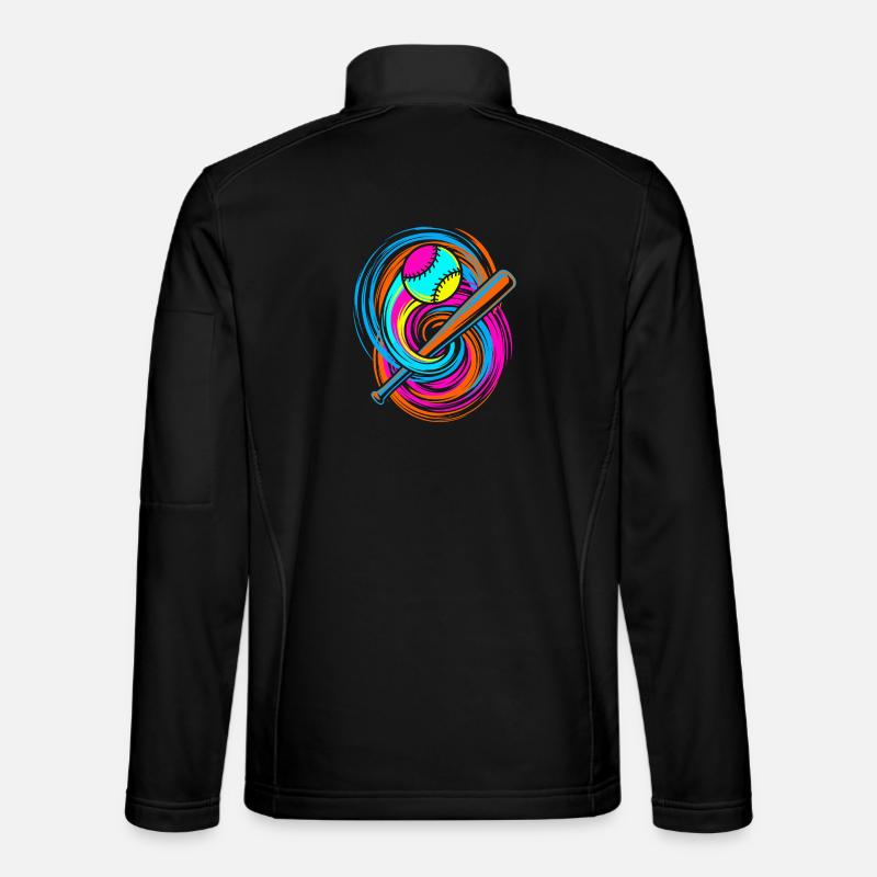 Baseballschläger und Ball - Unisex Softshelljacke - Schwarz