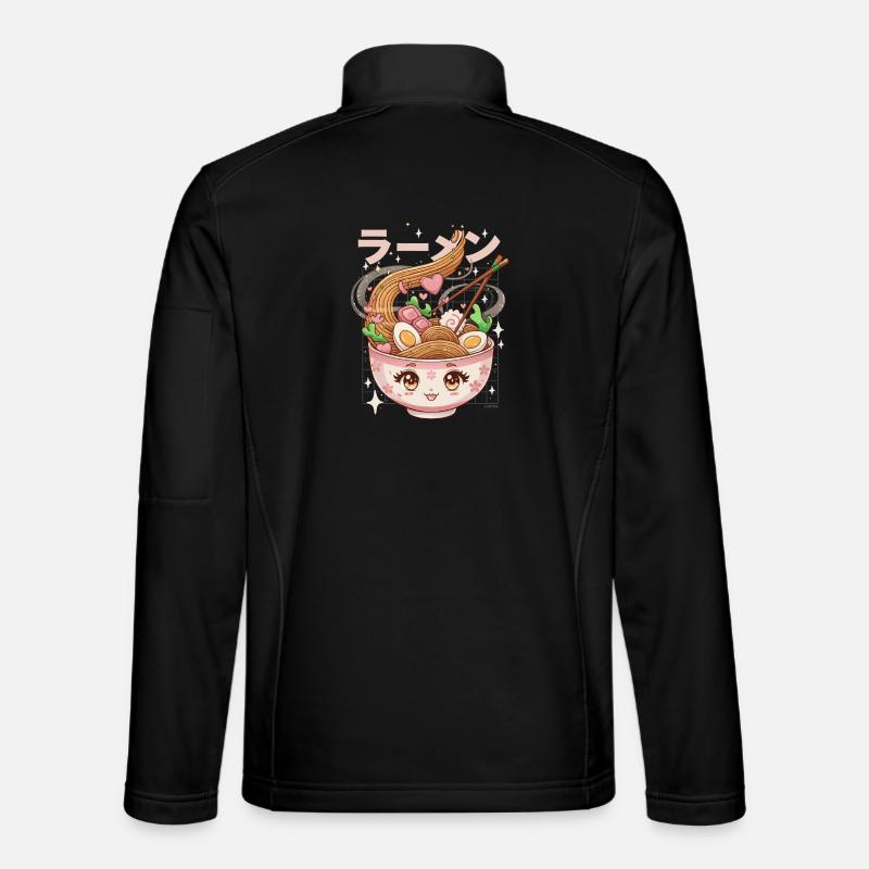 Kawaii ramen in girly hearts bowl - Unisex Softshell Jacket - black
