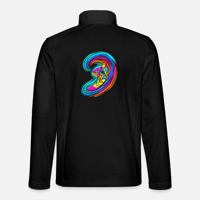 Surfer Welle - Unisex Softshelljacke - Schwarz