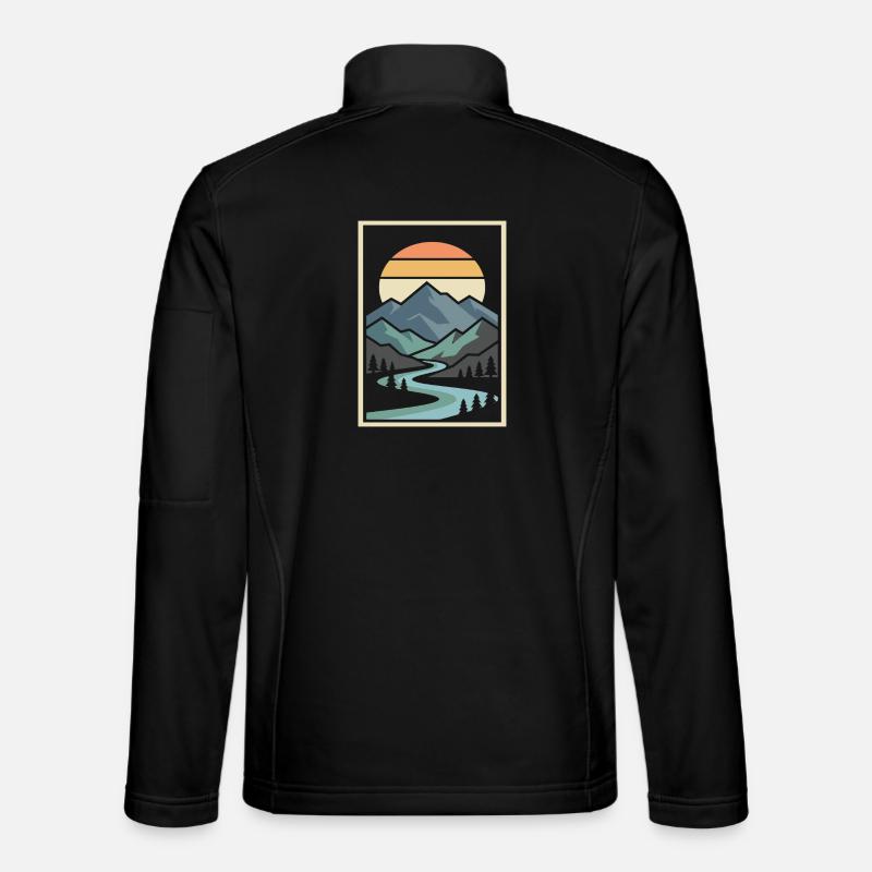 Abstrakte Berglandschaft Illustration - Unisex Softshelljacke - Schwarz
