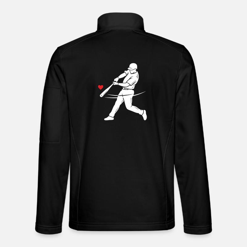 Baseball Batter Silhouette Heart - Unisex Softshell Jacket - black