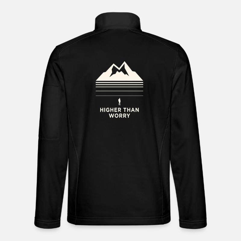 Higher Than Worry Mountain Motif - Veste en tissu softshell Unisexe - noir