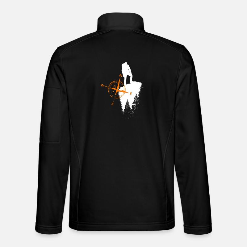 Wanderer Motiv mit einem Kompa - Unisex Softshelljacke - Schwarz