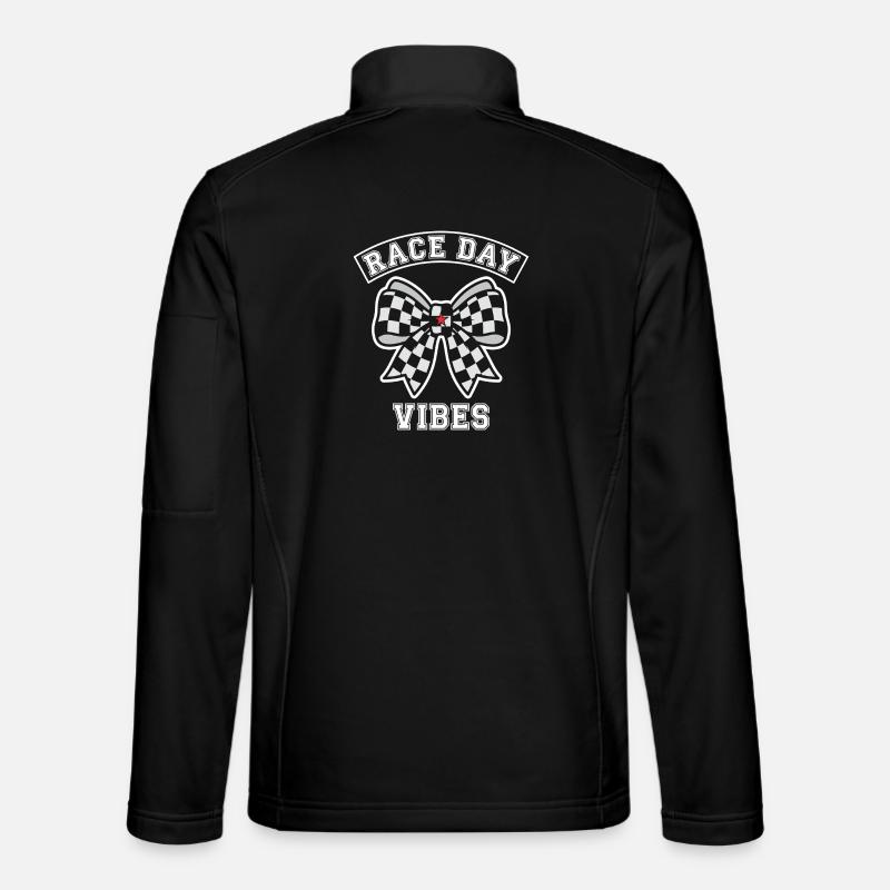 Race Day Vibes Plaid Bow - Unisex Softshell Jacket - black