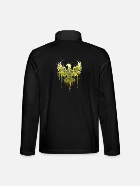 Phoenix of Gold – Noble Eagle Silhouette Street Art - Unisex Softshell Jacket - black - Back