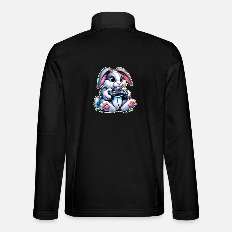 Gamer bunny with controller - Unisex Softshell Jacket - black