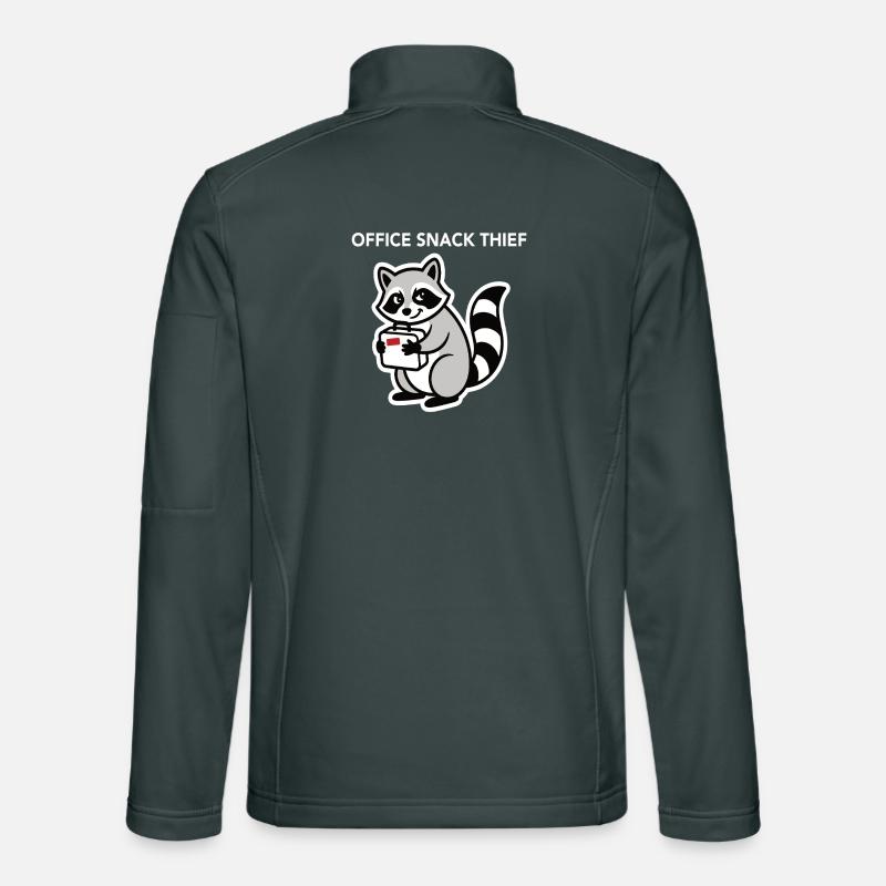 Humour de bureau Voleur de snacks Raton laveur au bureau Veste en tissu softshell Unisexe