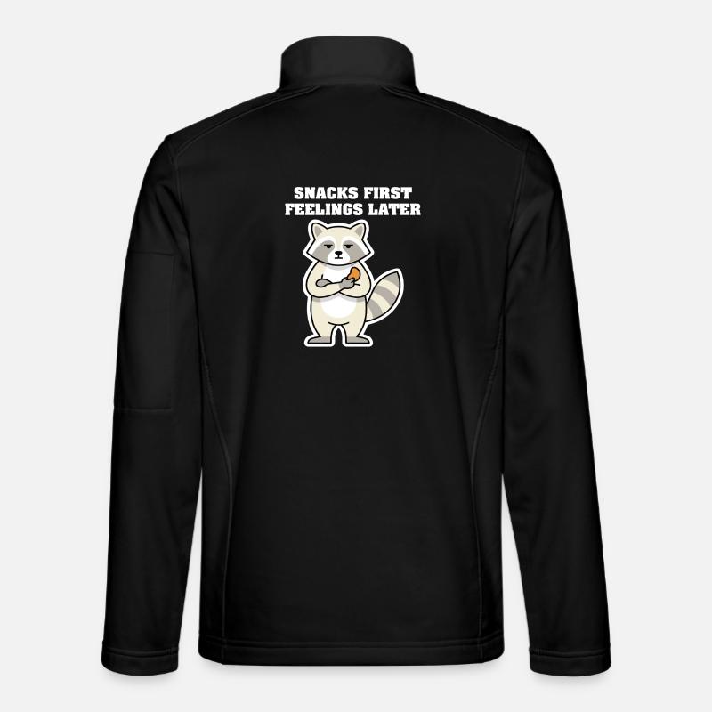 SNACKS FIRST FEELINGS LATER Raccoon - Unisex Softshell Jacket - black